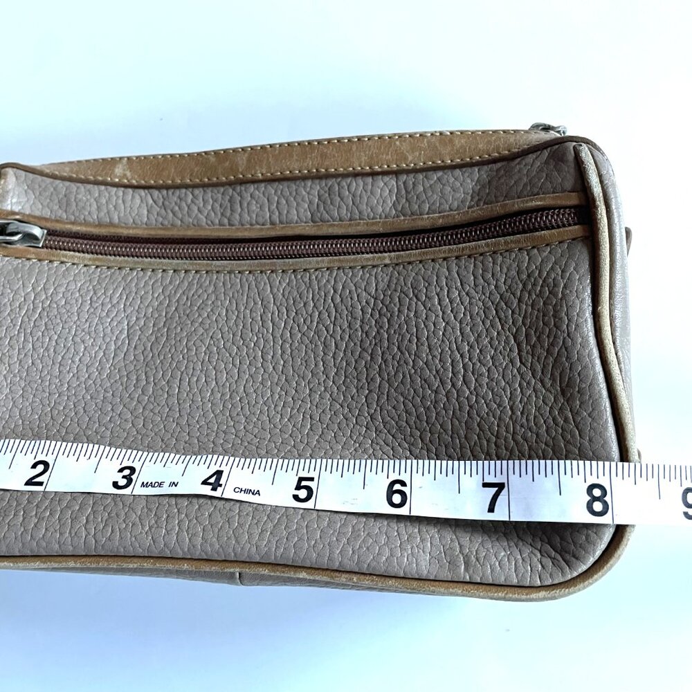 Vtg Liz Claiborne Pebbled Leather Crossbody Bag - Mushroom Taupe Grey - Picture 13 of 14